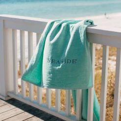 COTTONFRUIT Embroidered Mint Beach Towel