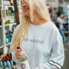 CHARLES RIVE SEASIDE APPAREL White Ribbed Camden Seaside Sweatshirt