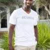 GARMENT GEAR White Seaside V-Neck Vintage Tee SEASIDE APPAREL
