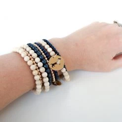 ENEWTONDESIGN HOME & GIFTS Navy Promise Bracelet With Bud Disc 5 ENEWTONDESIGN HOME & GIFTS Navy Promise Bracelet With Bud Disc