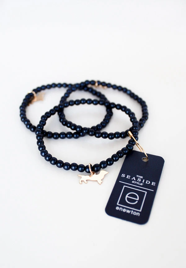 ENEWTONDESIGN Navy 4mm Bracelet With Bud Charm 2 ENEWTONDESIGN Navy 4mm Bracelet With Bud Charm