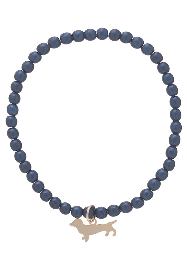 ENEWTONDESIGN Navy 4mm Bracelet With Bud Charm 1 ENEWTONDESIGN Navy 4mm Bracelet With Bud Charm