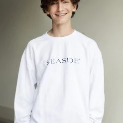 CHARLES RIVE SEASIDE APPAREL White Ribbed Camden Seaside Sweatshirt