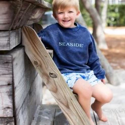 CHARLES RIVE Youth Navy Ribbed Sweatshirt