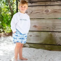 CHARLES RIVE Youth White Ribbed Sweatshirt