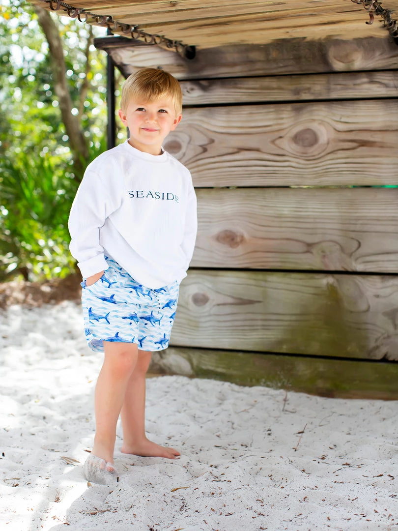 CHARLES RIVE Youth White Ribbed Sweatshirt 1 CHARLES RIVE Youth White Ribbed Sweatshirt