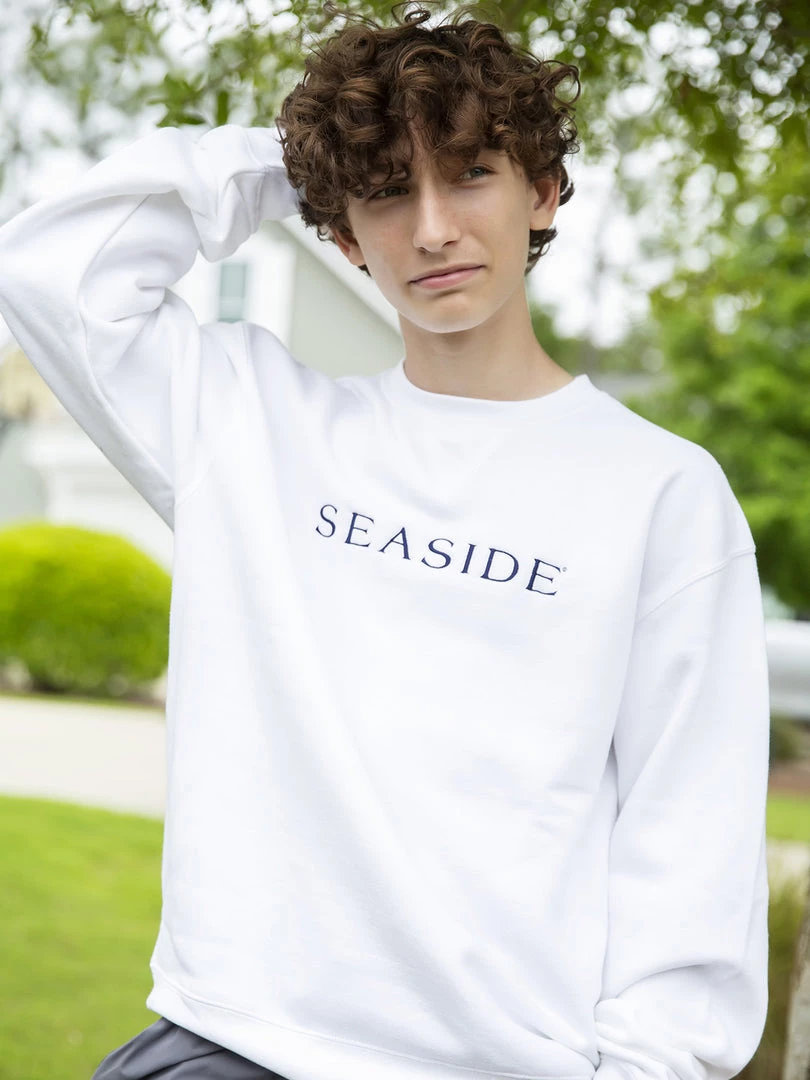 GEAR FOR SPO White Embroidered Seaside Sweatshirt SEASIDE APPAREL 1 GEAR FOR SPO White Embroidered Seaside Sweatshirt SEASIDE APPAREL
