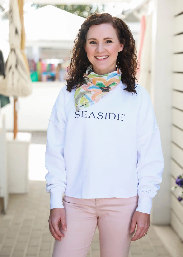 CHARLES RIVE White Seaside Cropped Sweatshirt 1 CHARLES RIVE White Seaside Cropped Sweatshirt