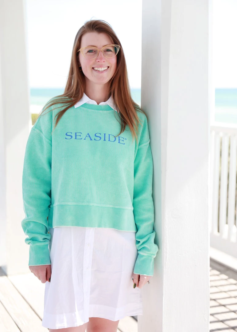 CHARLES RIVE Mint Cropped Ribbed Seaside Sweatshirt 1 CHARLES RIVE Mint Cropped Ribbed Seaside Sweatshirt