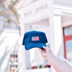 HARDINGLANE Navy Embroidered Flag Hat SEASIDE APPAREL